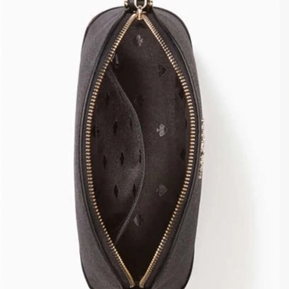 Kate Spade New York Black Glitter Small Dome Crossbody Bag